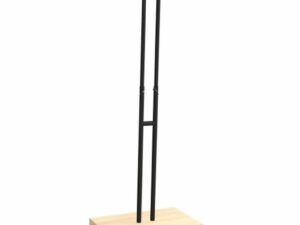 Portant double Homme – 650 x 400 x H1000 à 1600 mm – Métal RAL 9005 Noir et mélaminé Acacia de Lakeland – avec inscription « DEELUXE »