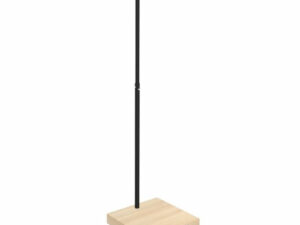 Portant simple Homme – 450 x 450 x H1000 à 1600 mm – Métal RAL 9005 Noir et mélaminé Acacia de Lakeland – avec inscription « DEELUXE »