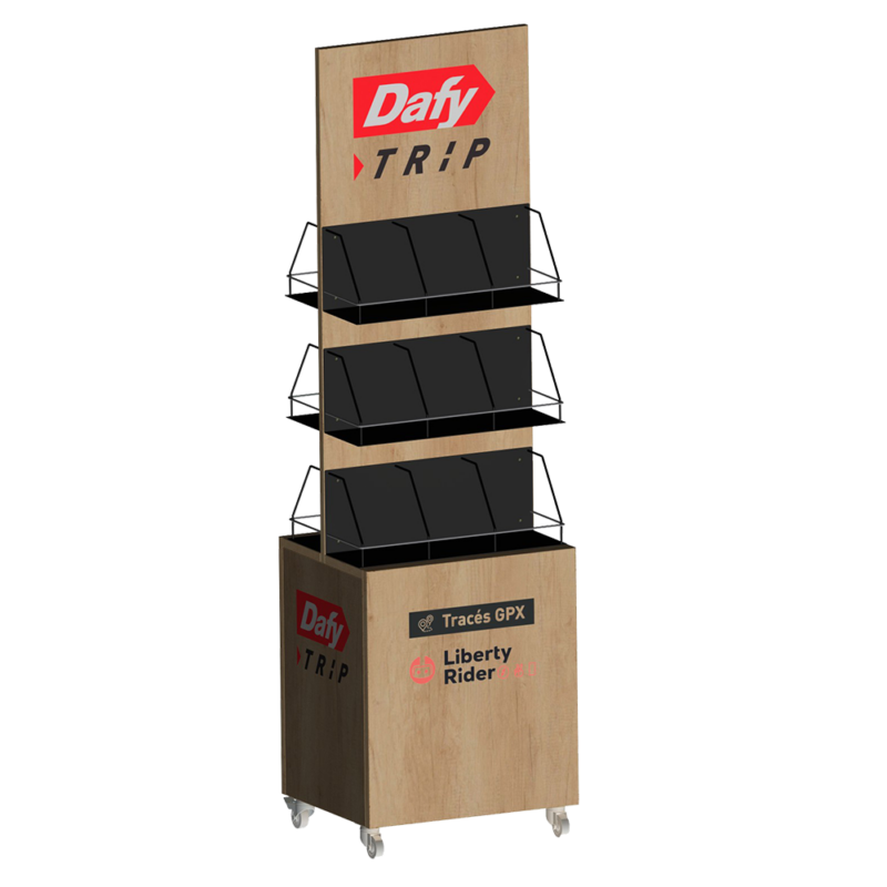 Présentoir Dafy Trip 49 x 41 x H170 cm - 6 bacs - avec signalétique